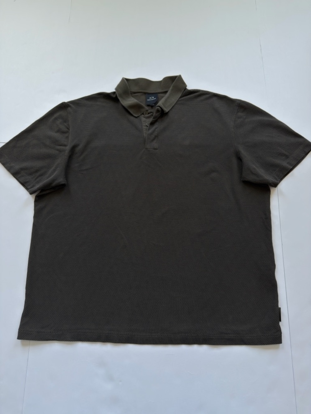 Armani Exchange Polo Shirt XL Olive Green Slim Fit Casual Designer Mens A|X